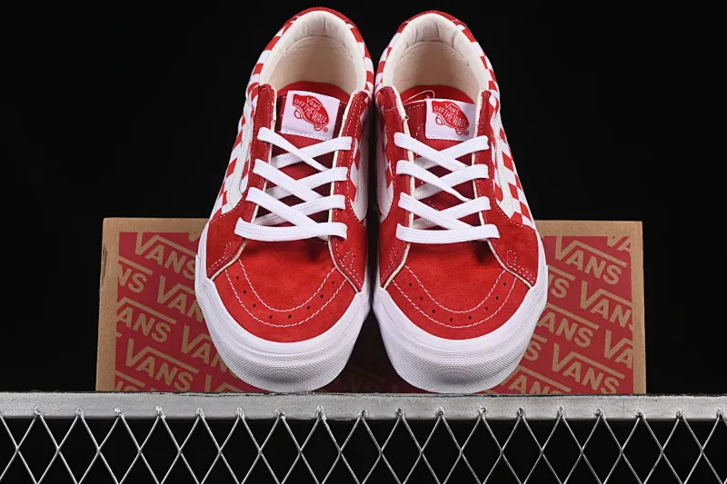 All categories Vans Vans series Vans Low Vans low-top Vans Sk8-Low white and red checkerboard non-slip casual skateboard shoes VN0A4UUK4W9